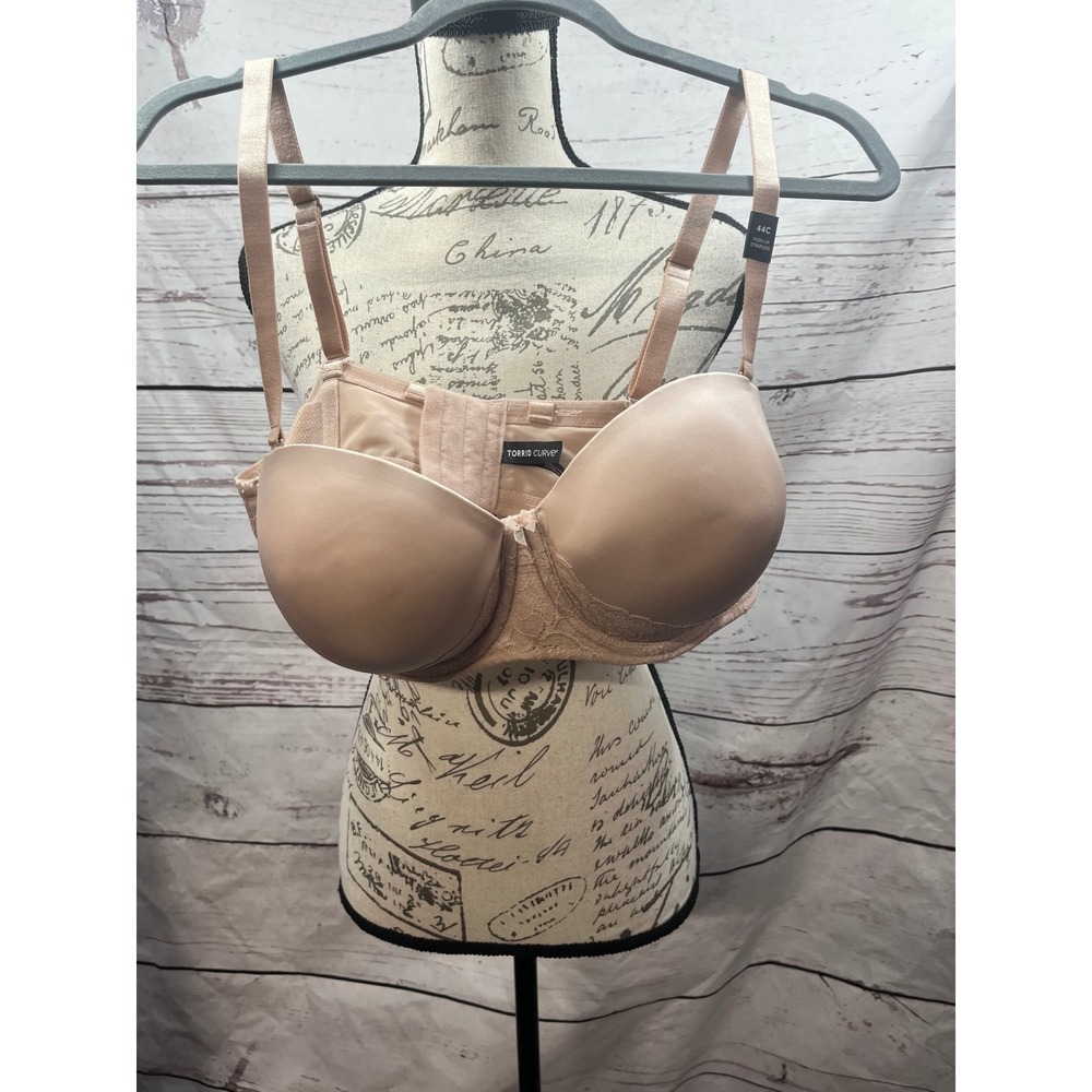 Torrid‎ Curve Rose Dust Push-Up Strapless Bra Lace Wing 44C 10447144 NEW